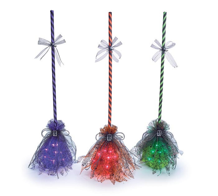 Assorted Color Animated Witch Brooms